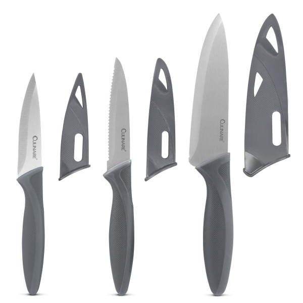 Conjunto 3 Facas em Aço Inox Culinare Cinza